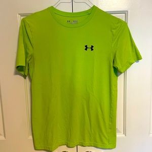 Under Armour Loose “heatgear” Bright Yellow T-shirt, Boys Youth Large